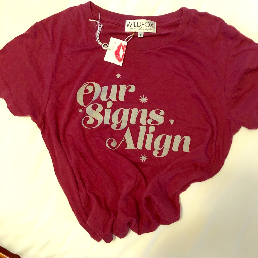 NWT Wildfox Our Signs Align cropped T-shirt